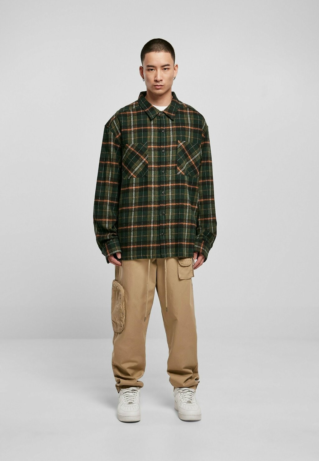 

Рубашка BOXY FANE CHECK Urban Classics, бутылочно-зеленый оранжевый