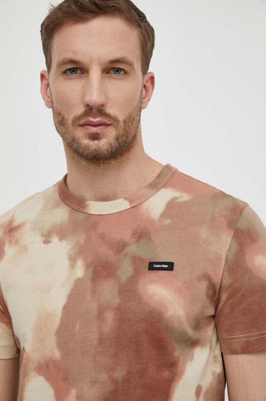 

Хлопковая футболка Calvin Klein, бежевый