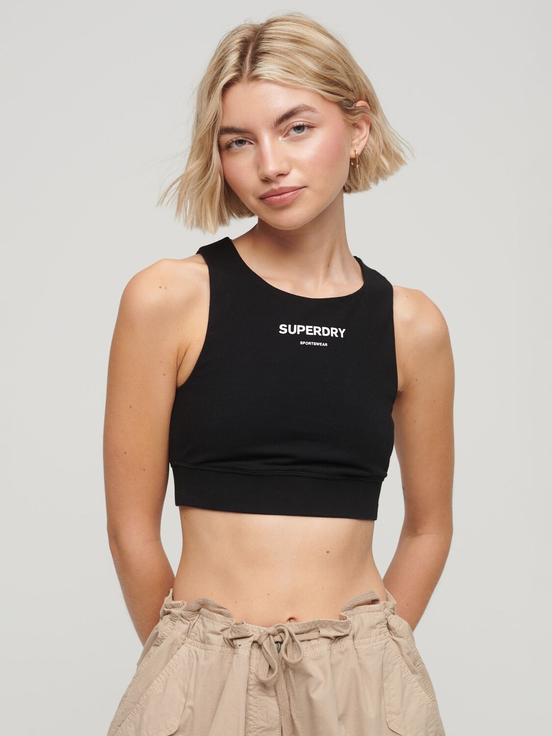 

Топ спортивного бюстгальтера Core Superdry, черно-белый