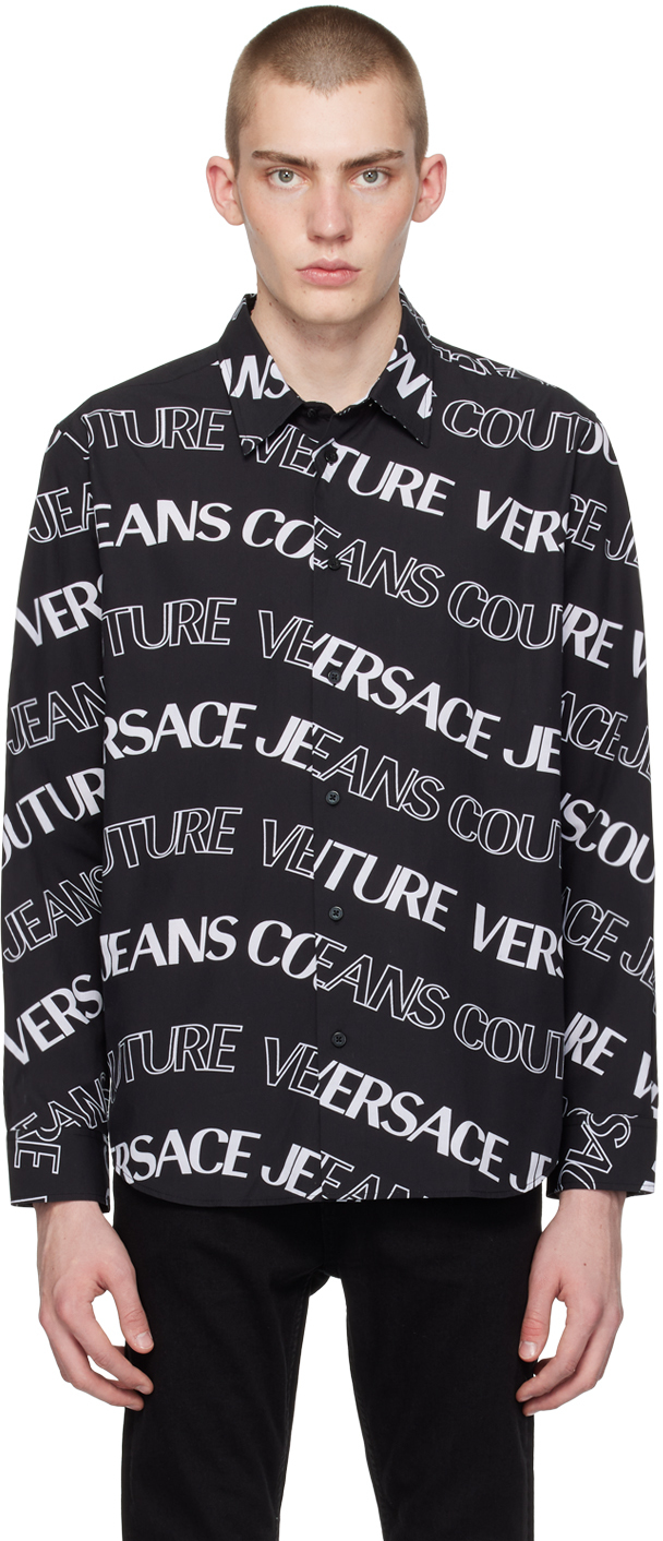 Черная рубашка с логотипом Versace Jeans Couture