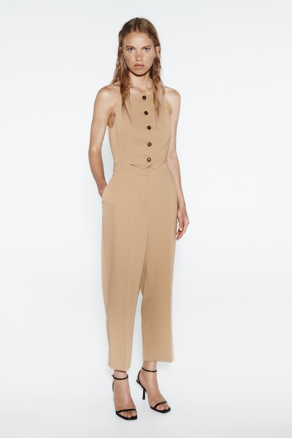 

Комбинезон с эффектом костюма ZARA, кэмел