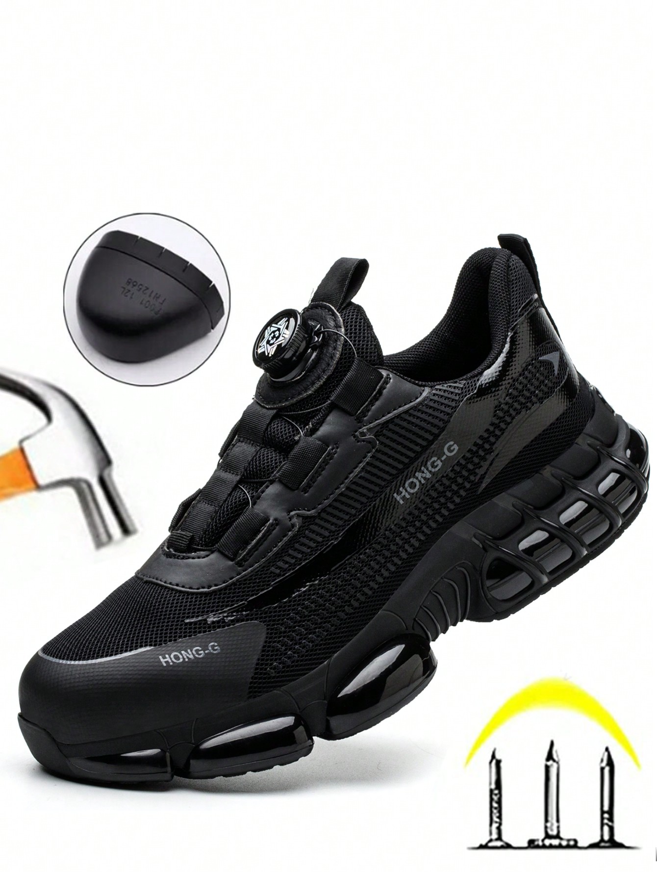Мужская рабочая защитная обувь с вращающейся пряжкой, черный мужская защитная рабочая обувь со стальным носком непрокалываемые рабочие ботинки удобные защитные кроссовки желаемая обувь