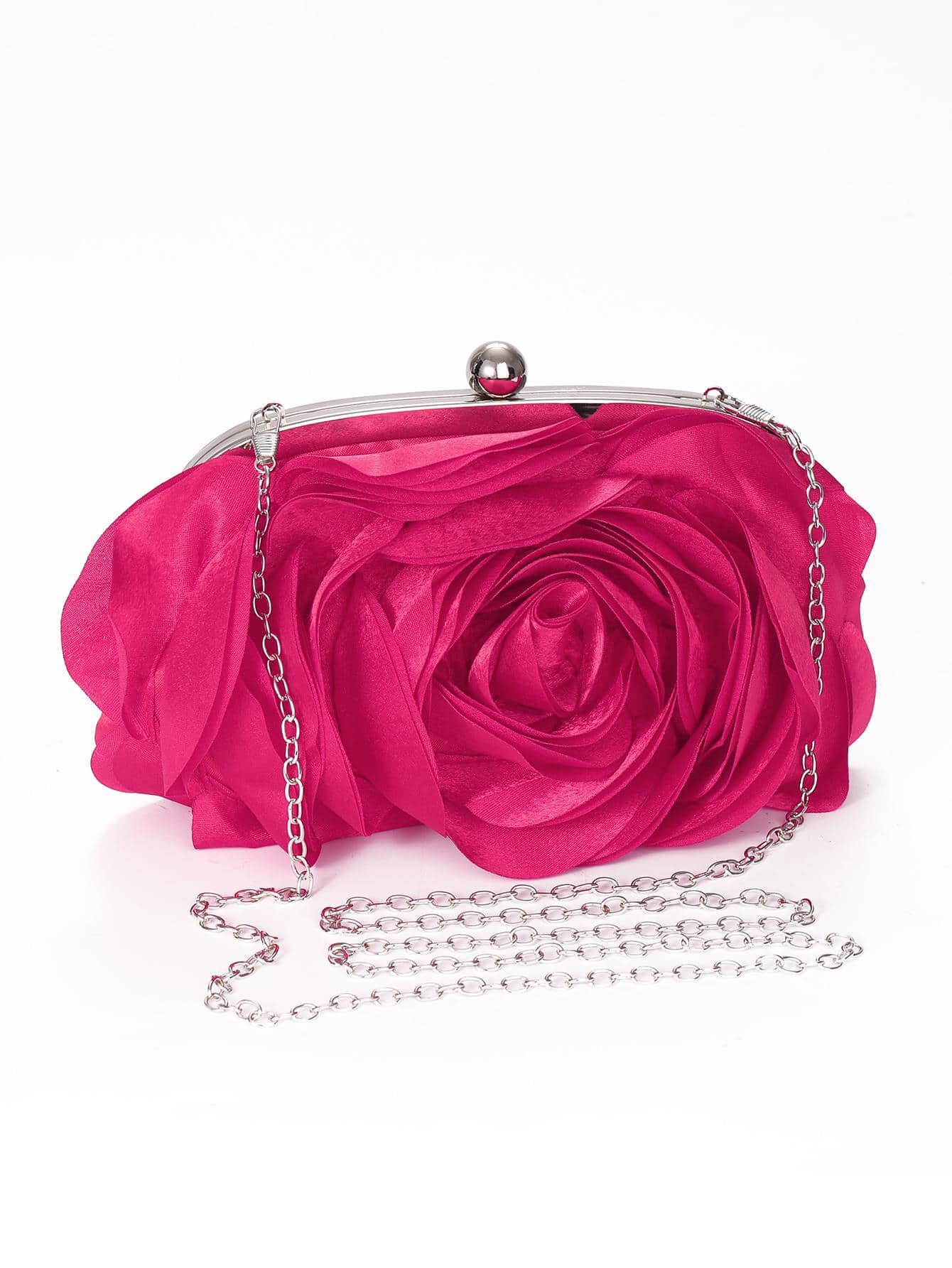 Вечерняя сумка с цветочным принтом, ярко-розовый