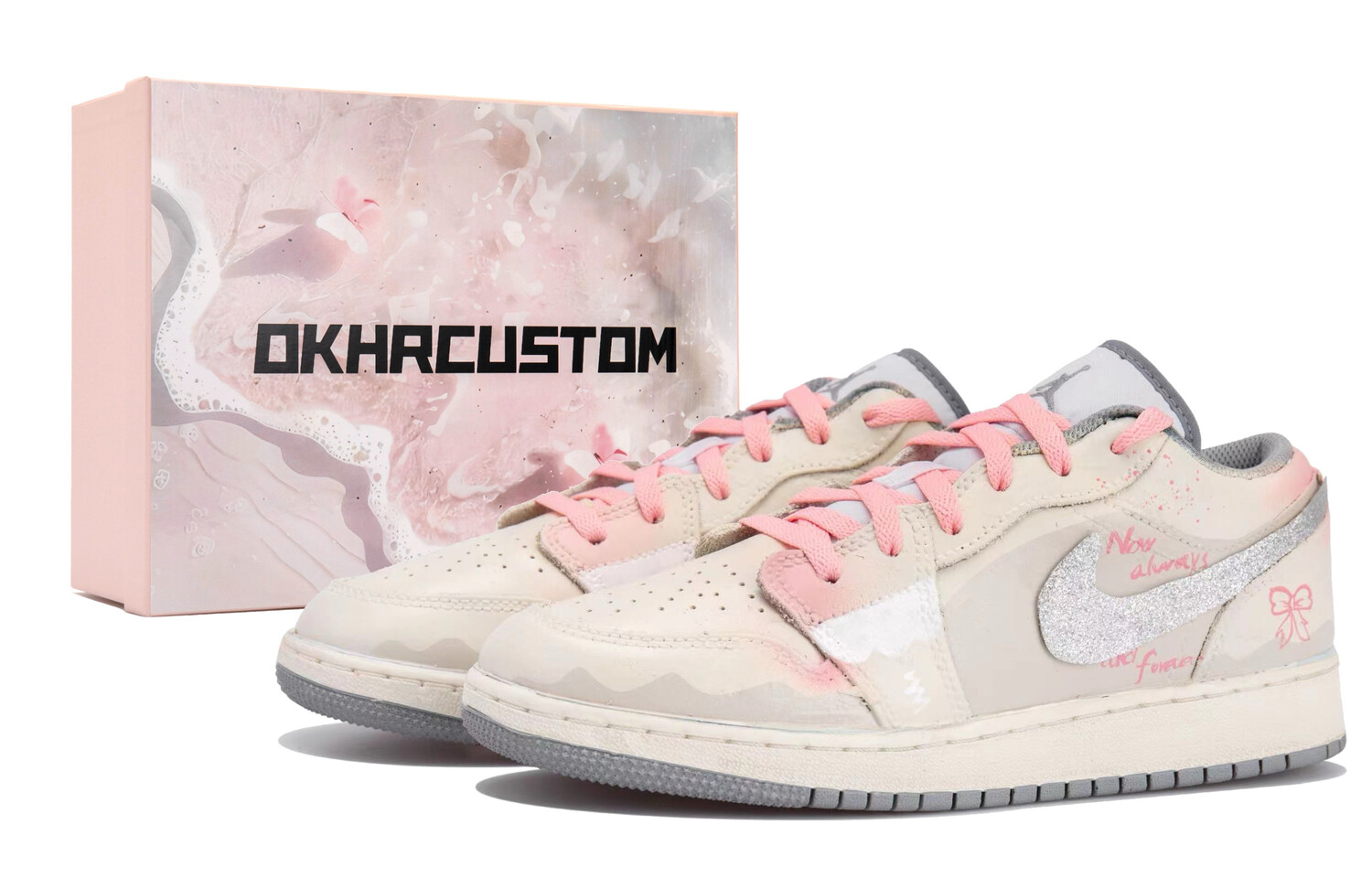 

Кроссовки Air Jordan 1 Vintage Basketball Shoes Women's Low-top Beige/Pink, розовый