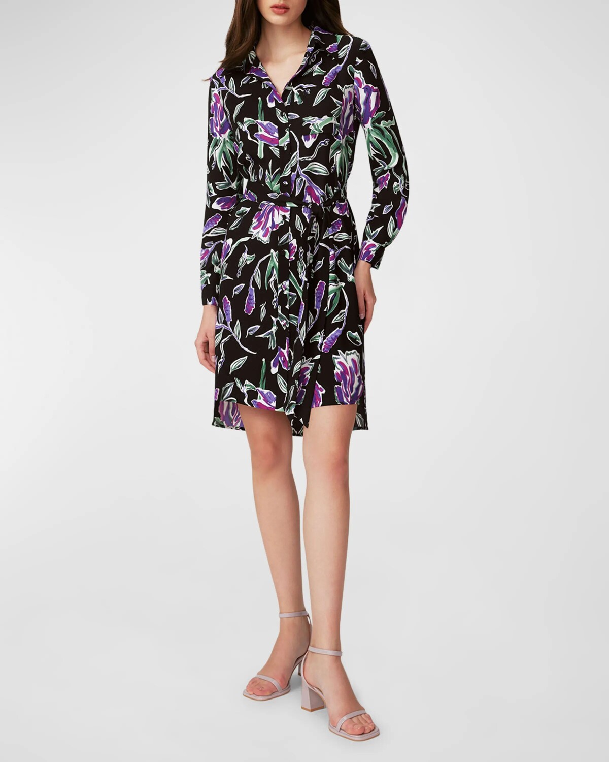 

Платье-рубашка Prita с поясом и цветочным принтом Diane von Furstenberg, цвет Tulip Fields Violet Lg