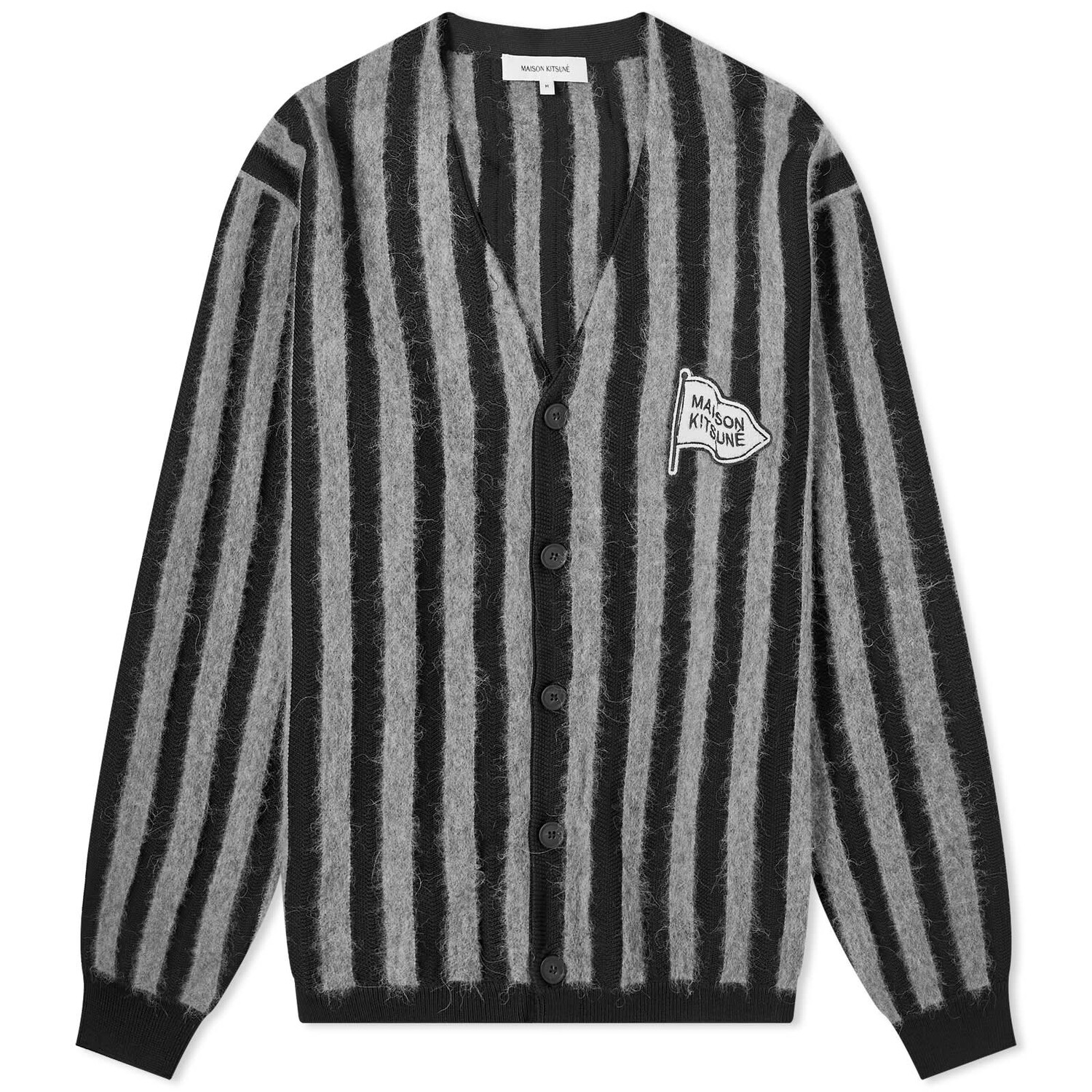 

Кардиган Maison Kitsune Flag Logo Intarsia Stripe, цвет Black & Stone