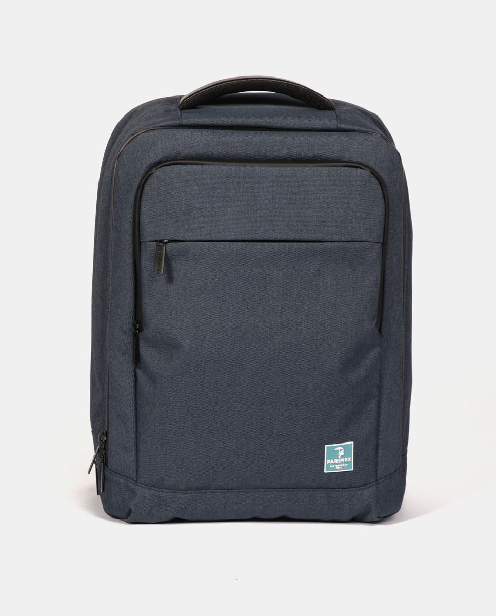 Большой темно-синий водонепроницаемый рюкзак с десятью карманами и отделением для ноутбука Parimex Urban, темно-синий рюкзак молодежный с usb синий