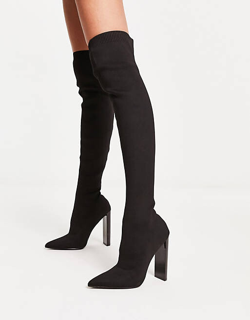 

Ботфорты на высоком каблуке ASOS DESIGN Petite Kylee, черный