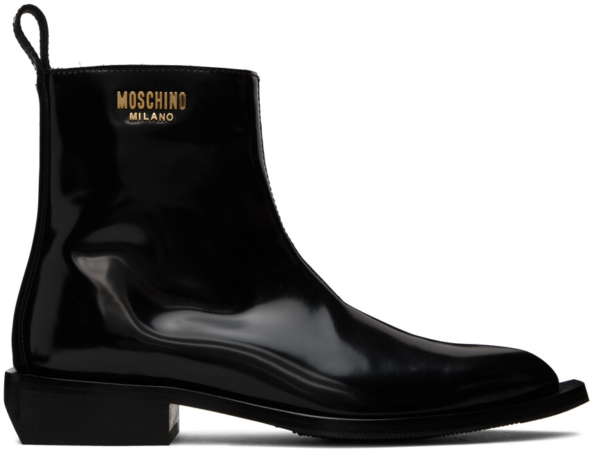 

Черные ботинки с острым носком Moschino