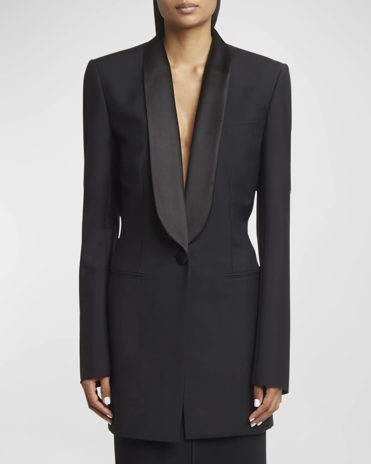 

Открытая шерстяная куртка с драпировкой на спине Givenchy, цвет Black