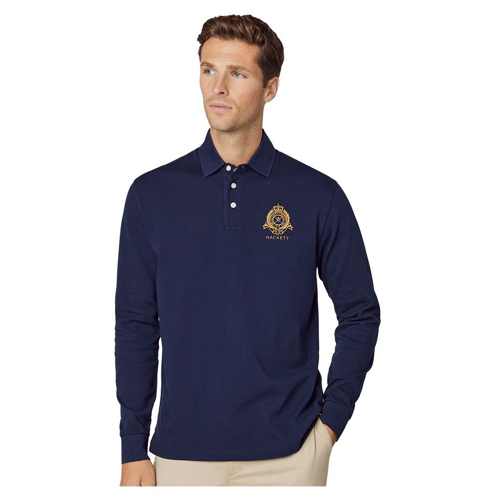 

Поло с длинным рукавом Hackett Heritage Logo Rugby, синий