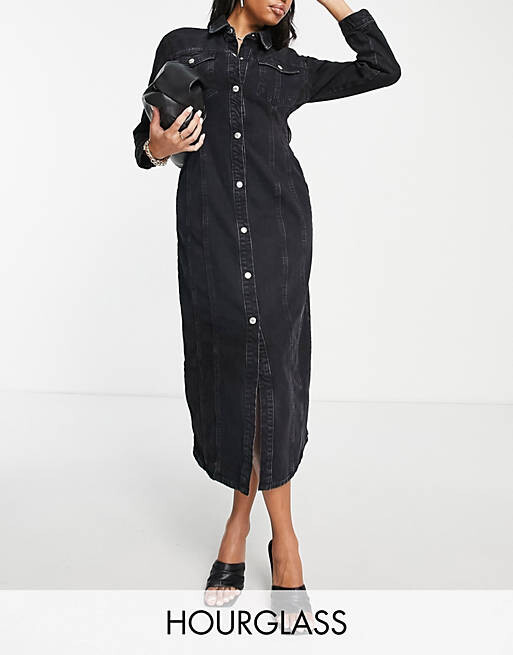 

Черное джинсовое платье миди из смесового хлопка ASOS DESIGN Hourglass - ЧЕРНЫЙ