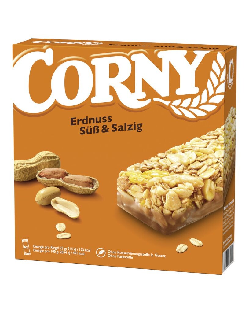 

Классический батончик-мюсли со сладким и соленым арахисом от Corny, 6х25г Schwartau Werke