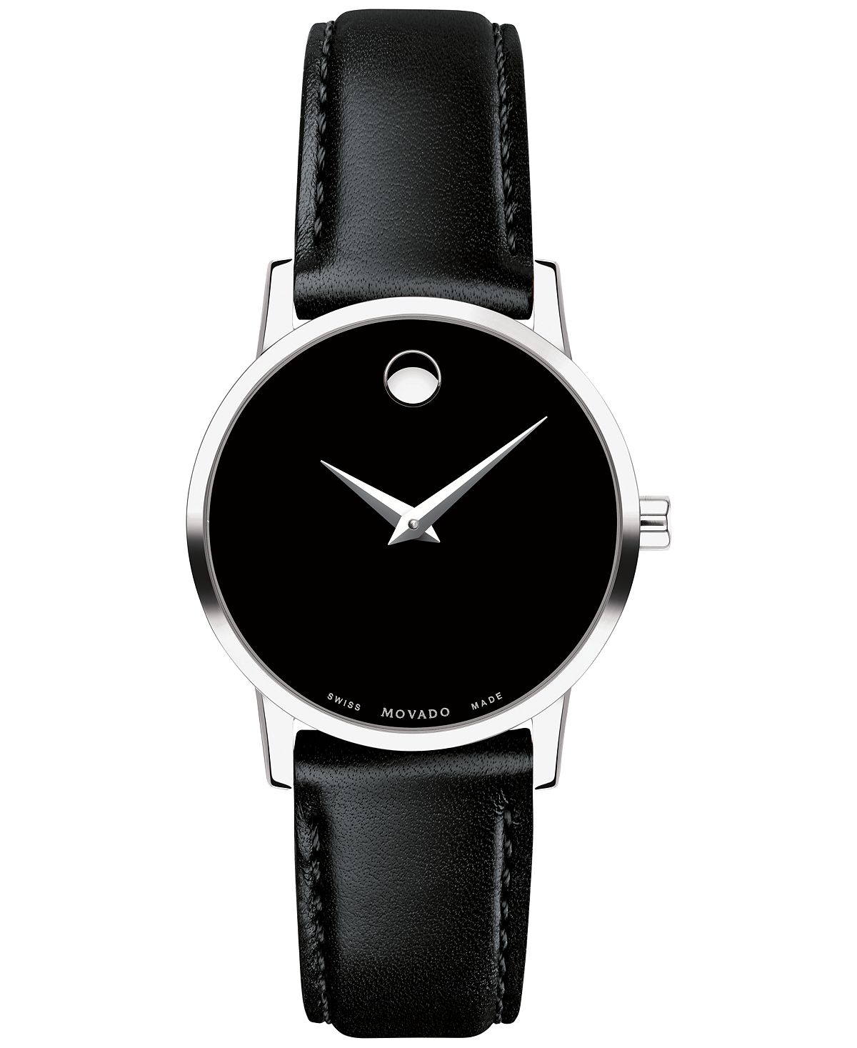 Женские часы Swiss Museum с классическим черным кожаным ремешком, 28 мм Movado
