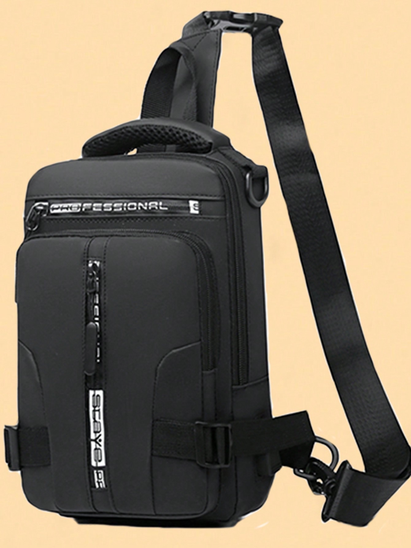 Три метода спины] Многофункциональная нагрудная сумка Мужская сумка через плечо Сумка на одно плечо Маленький рюкзак Рюкзак Нагрудная сумка Студенческая сумка, черный