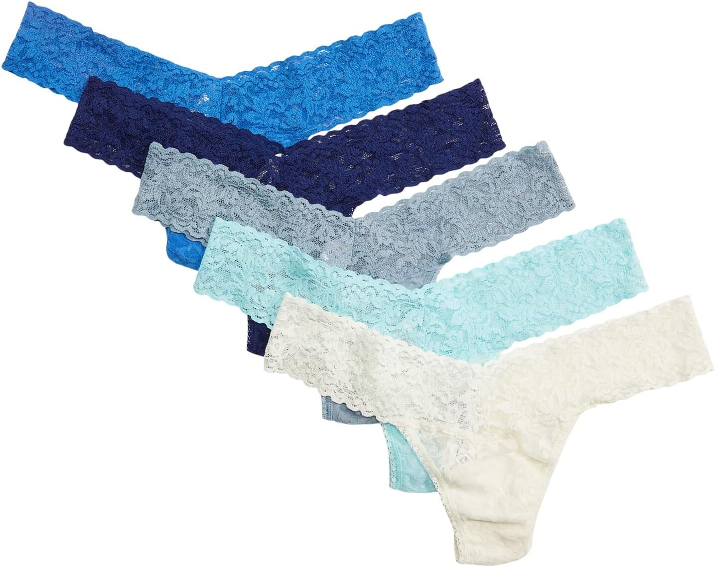 

Комплект из 5 кружевных стрингов Petite Signature с низкой посадкой Hanky Panky, цвет Ivory/Celeste/Grey Mist/Burnt Sienna/Oxford Blue