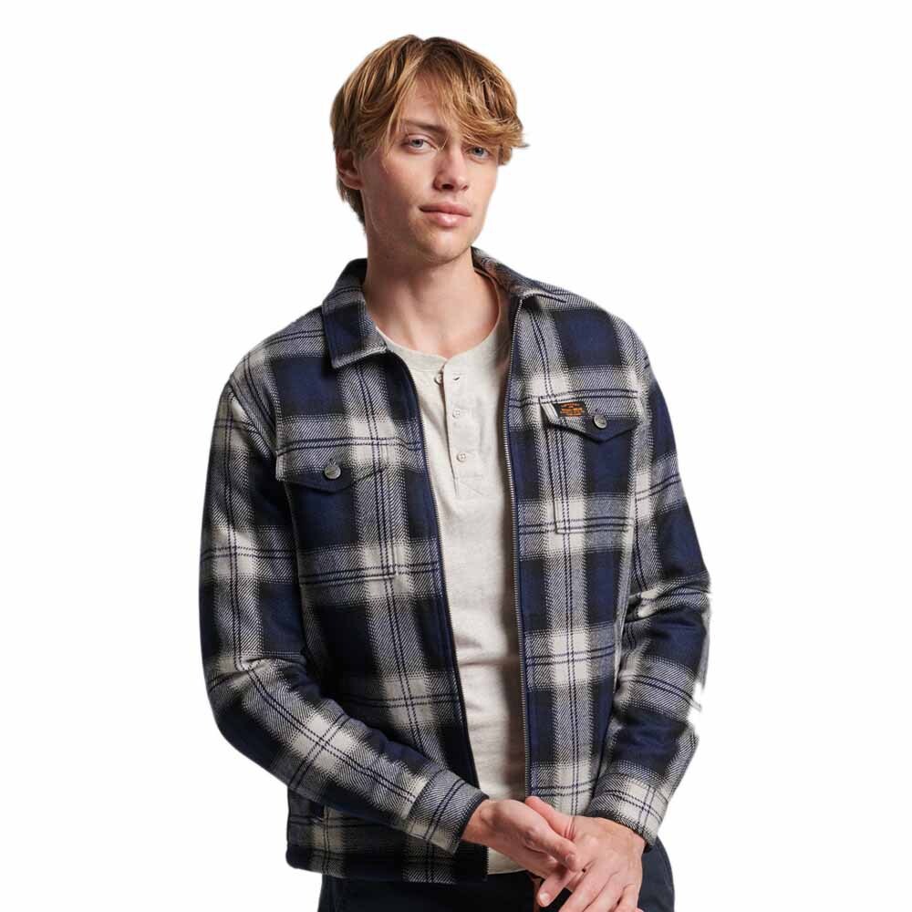

Рубашка Superdry Vintage Wool Zip Through, синий