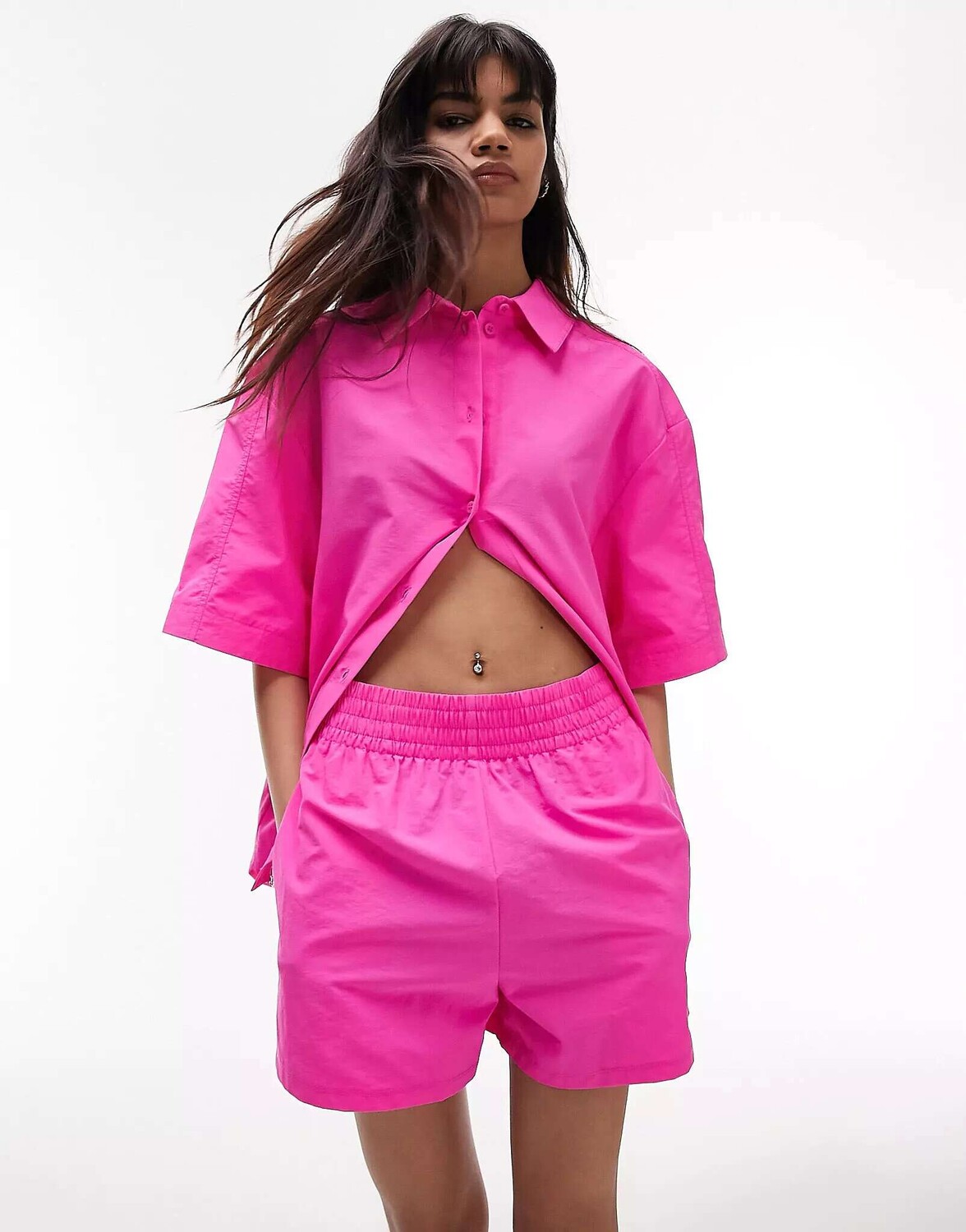 

Розовые нейлоновые шорты-боксеры без застежек Topshop