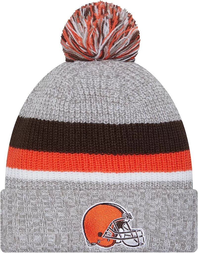 

Мужская вязаная шапка с помпоном New Era Cleveland Browns Heather Grey