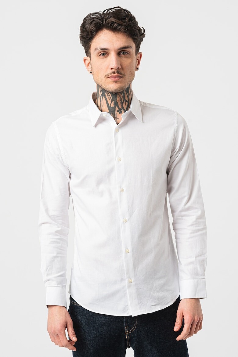 

Хлопковая рубашка с острым воротником Jack & Jones, белый