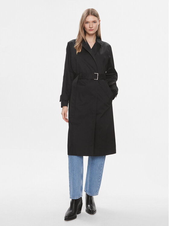 Пальто из линя стандартной посадки Calvin Klein, черный леггинсы стандартной посадки calvin klein черный