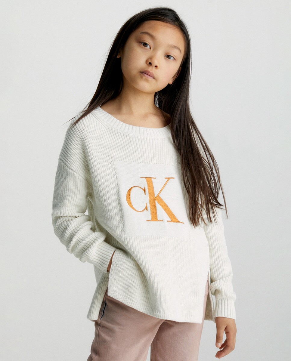 

Свитер для девочки цвета слоновой кости Calvin Klein, кремовый