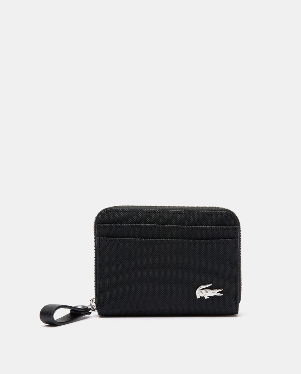

Маленький черный кошелек с логотипом кокоса и молнией Lacoste, черный