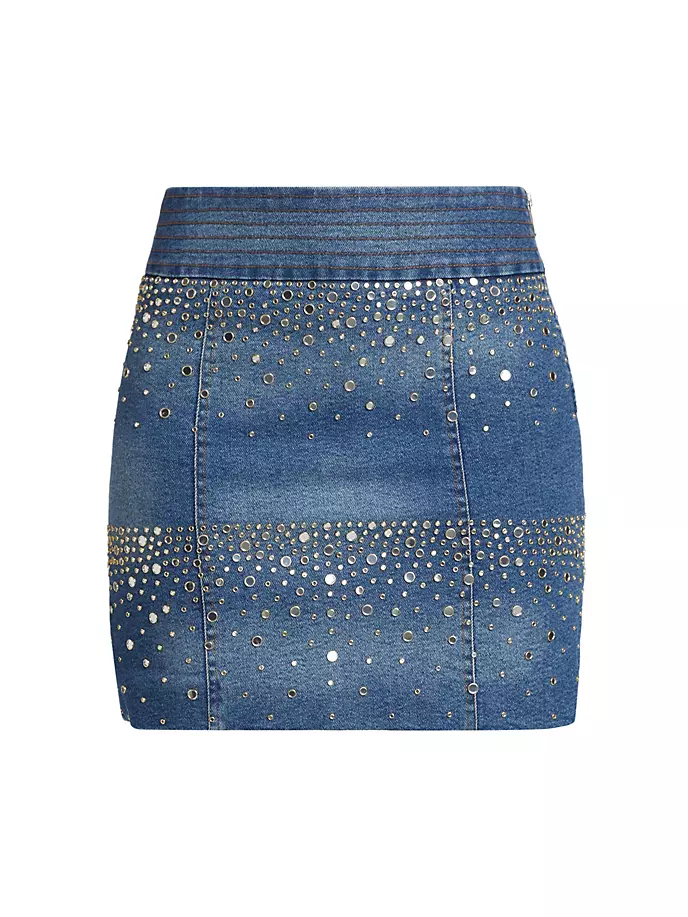 

Джинсовая мини-юбка с декором Zelda Ramy Brook, цвет indigo studded denim
