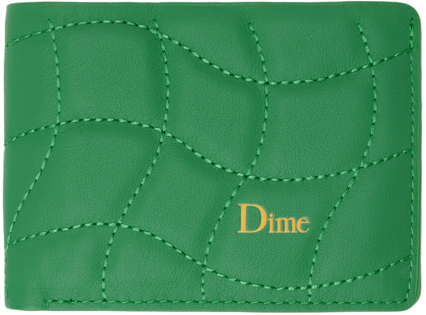 

Зеленый стеганый кошелек двойного сложения Dime