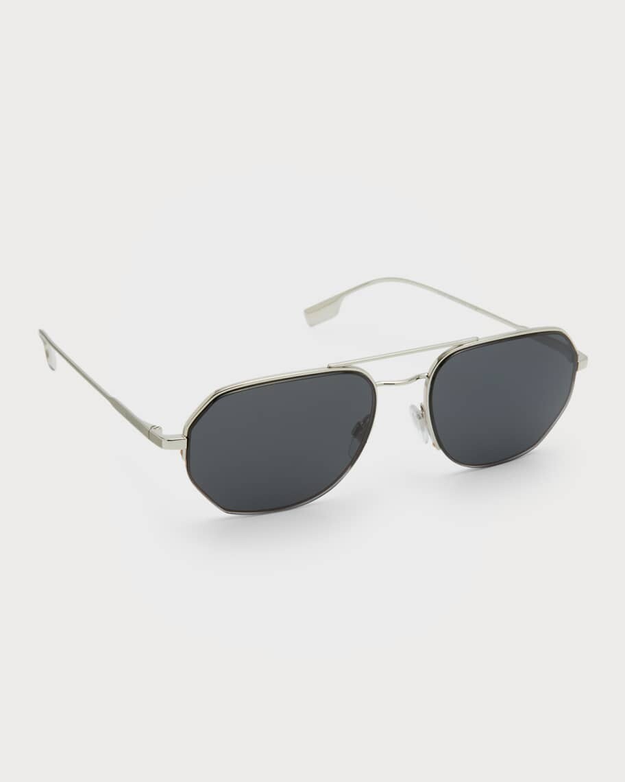 

Мужские стальные солнцезащитные очки-авиаторы Henry Double-Bridge Burberry