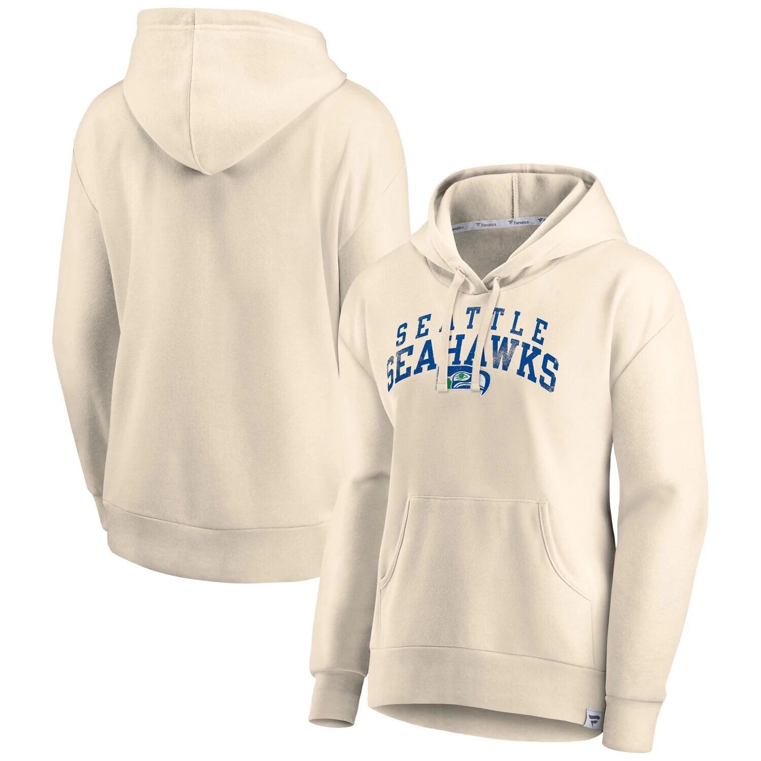 

Женский фирменный флисовый пуловер с капюшоном Fanatics кремового цвета Seattle Seahawks Spring Jump Signature Fanatics