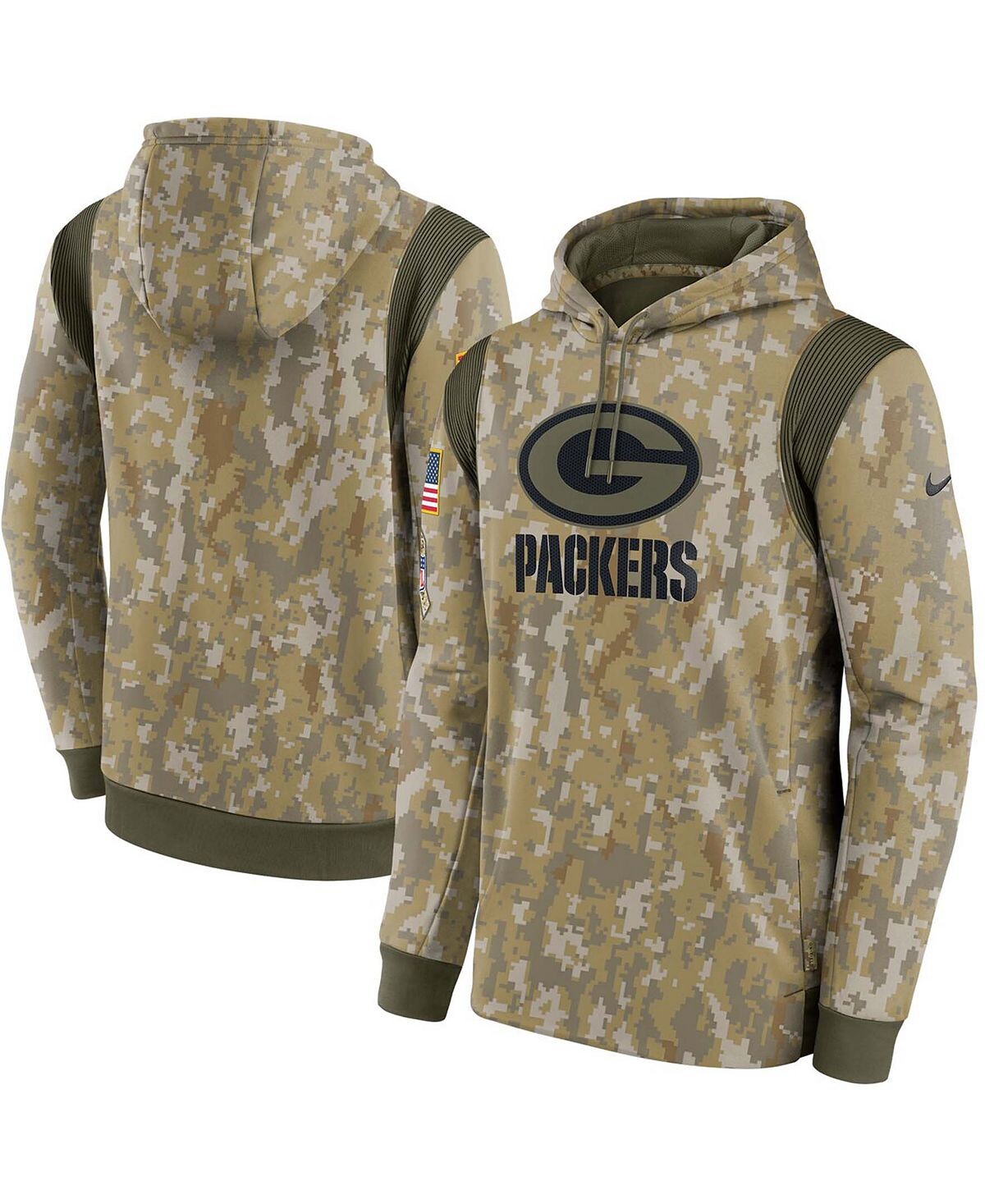 

Мужской камуфляжный пуловер с капюшоном Green Bay Packers 2021 Salute To Service Therma Performance Nike