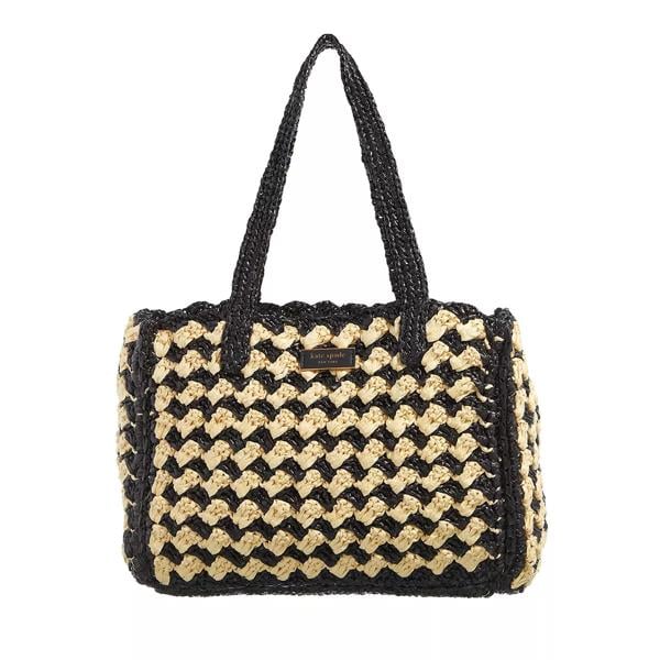 

Шоппер high tide striped crochet raffia shopping bag black Kate Spade New York, бежевый