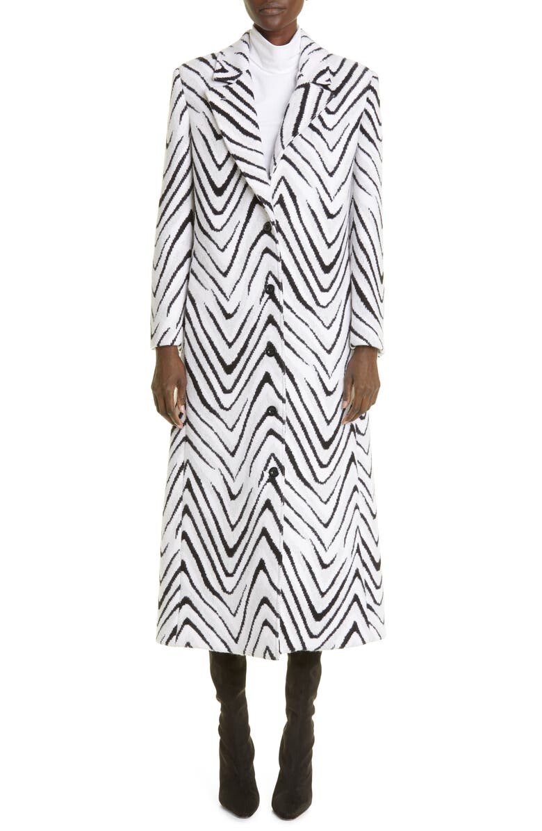 

Однобортное пальто из смесовой шерсти в зигзагообразную полоску MISSONI