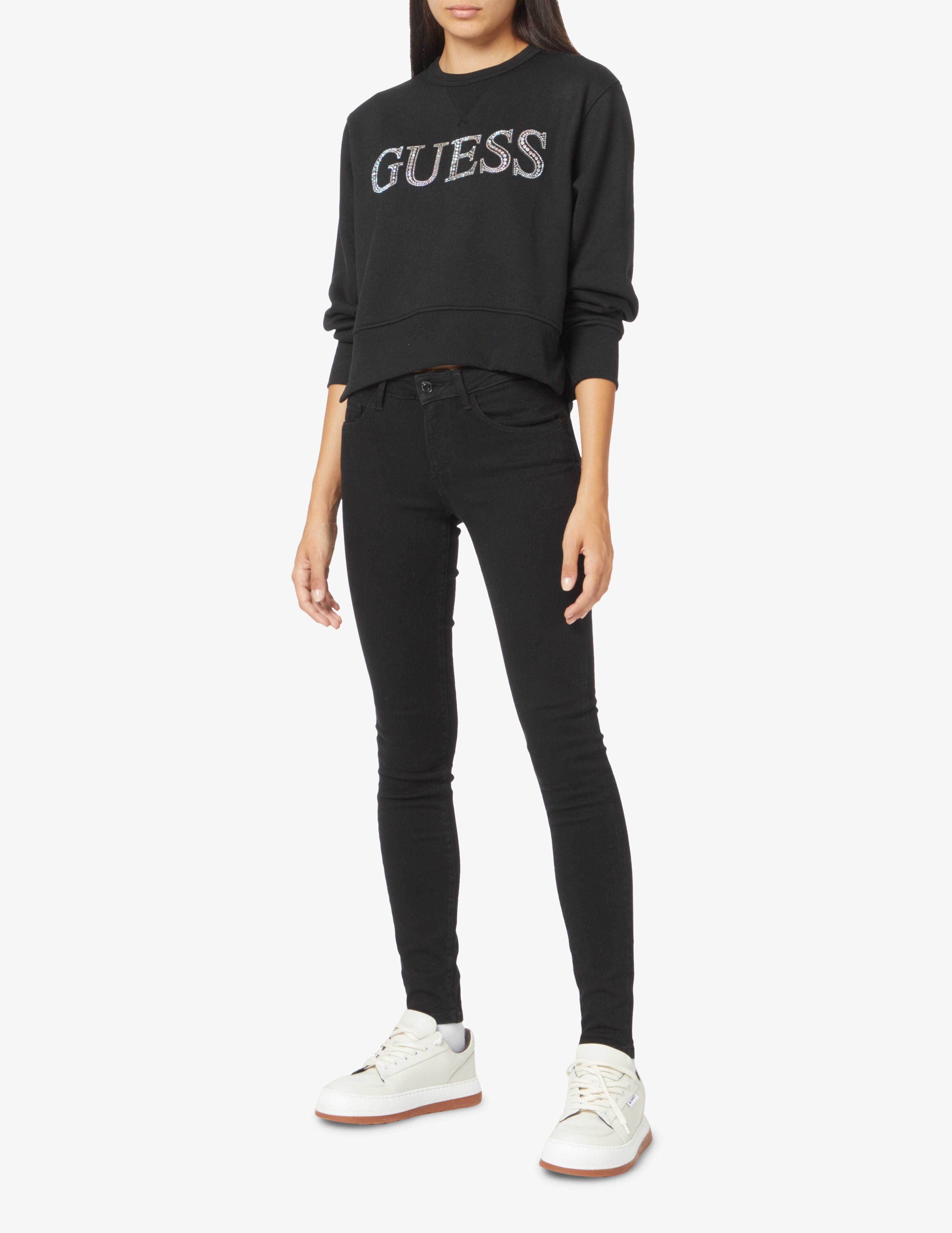 

Брюки с 5 карманами из хлопка Guess, черный