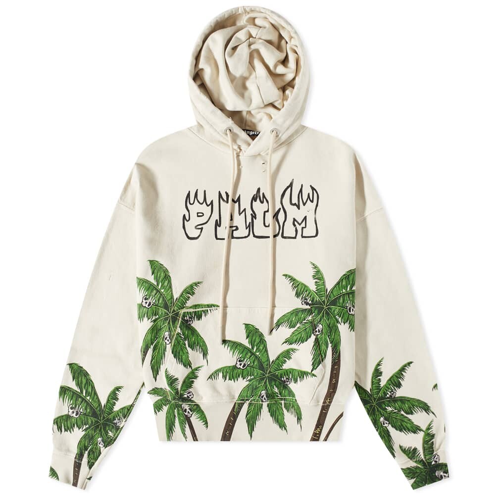 

Винтажное худи Palm Angels Palms & Skulls, белый/зеленый