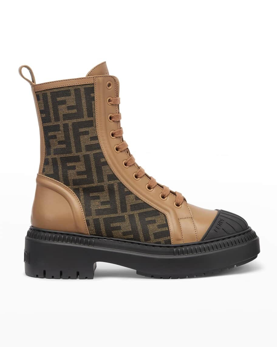 

Байкерские ботинки на шнуровке Domino FF Fendi