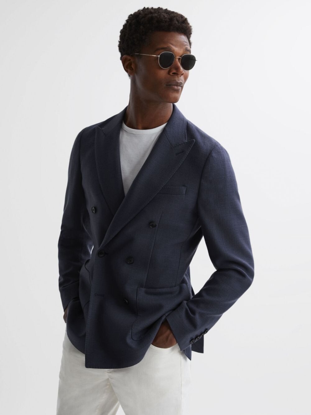 

Блейзер из смесовой шерсти Reiss Admire, цвет Airforce Blue