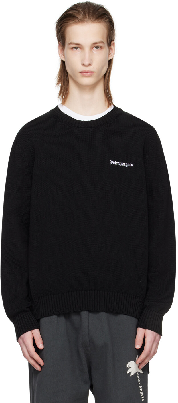 

Черный свитшот с вышивкой Palm Angels, цвет Black/Off white