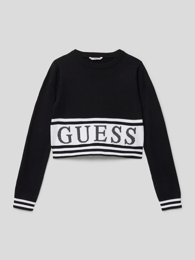 

Вязаный свитер из смесовой вискозы с деталью-лейблом Guess, черный