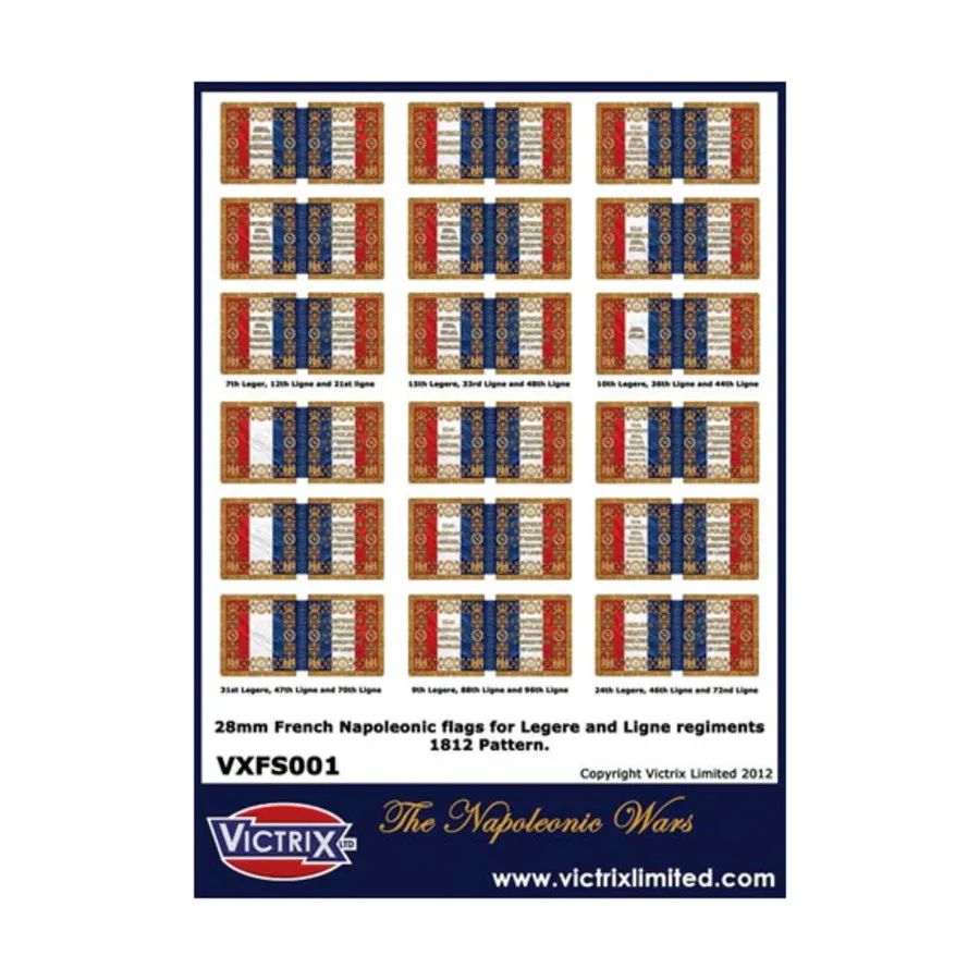 

Флаговый лист - французские полки Лежер и Линь, 1812 г., Historical Miniatures - Napoleonic Flag Decals (28mm)