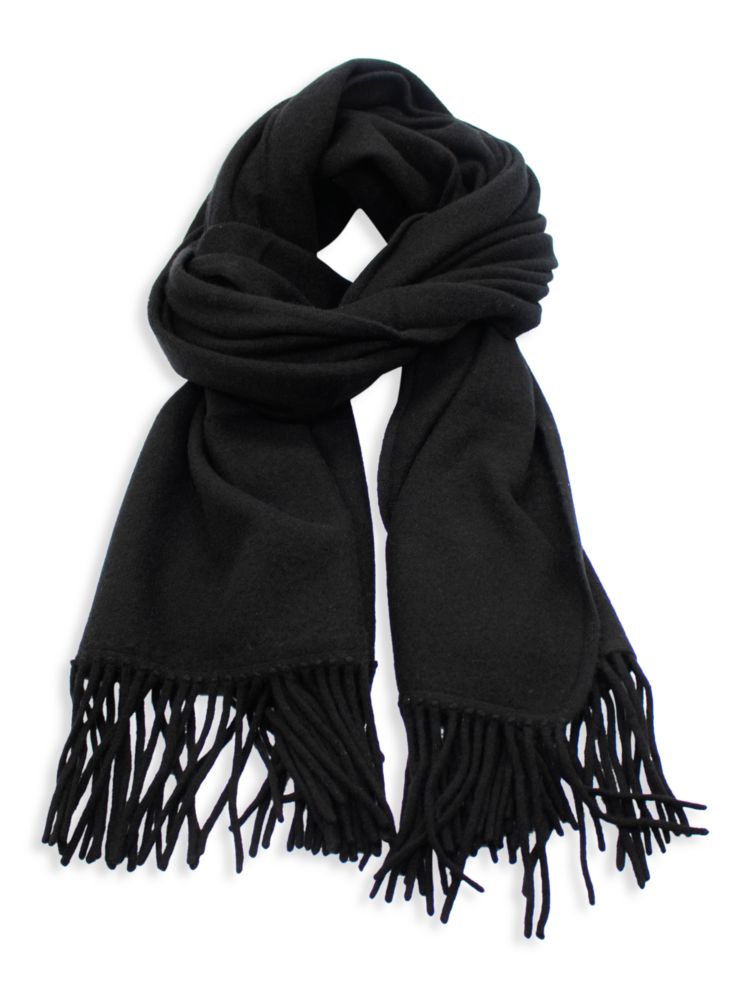 цена Кашемировый шарф с бахромой Portolano, черный