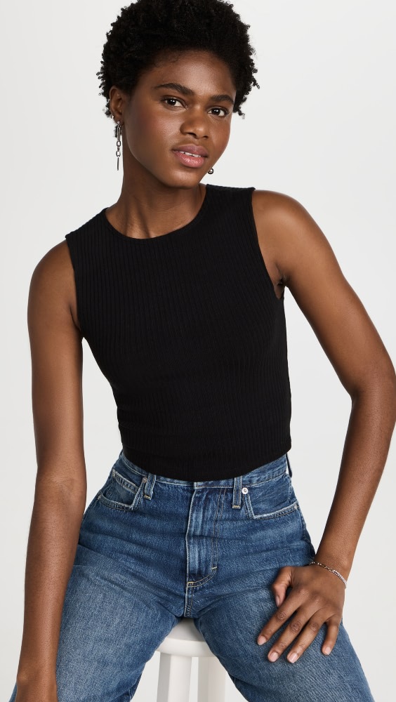 

Топ Reformation Daxton Knit Crop, черный