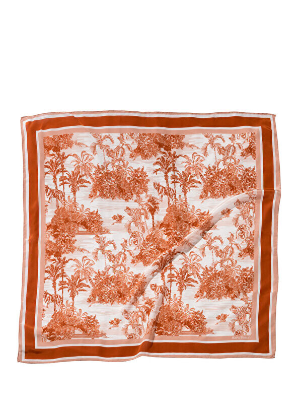 

Шелковая женская шаль toile de jouy orange bloom Mara Hatun