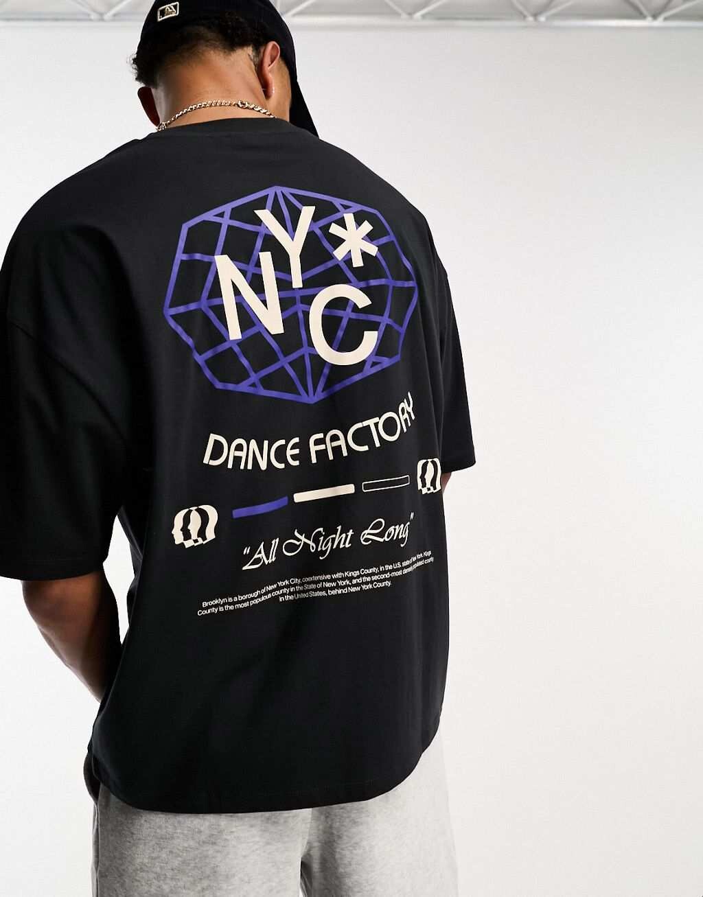 

Черная оверсайз-футболка с принтом «NYC» на спине ASOS DESIGN