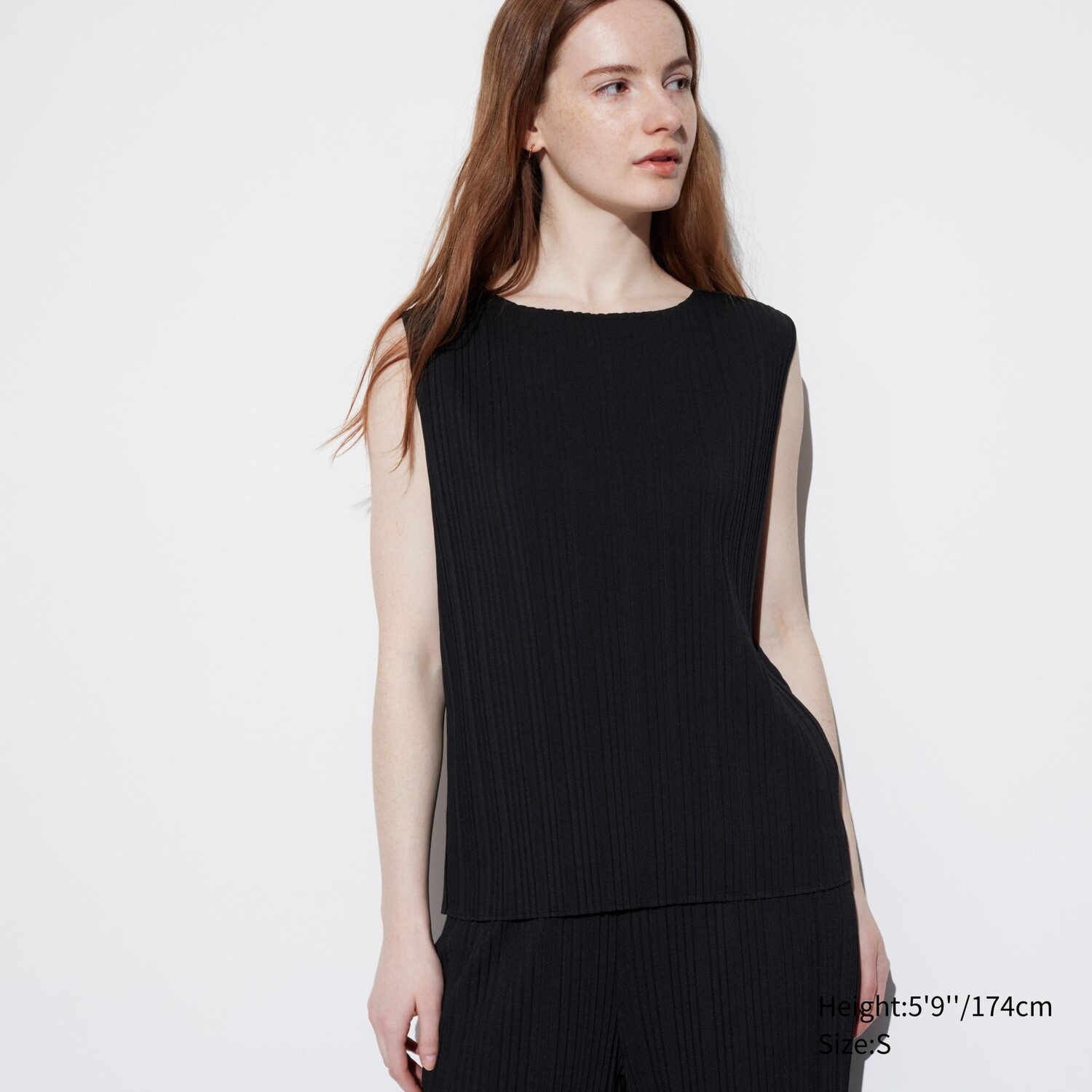 

Футболка плиссированная Uniqlo без рукавов, черный