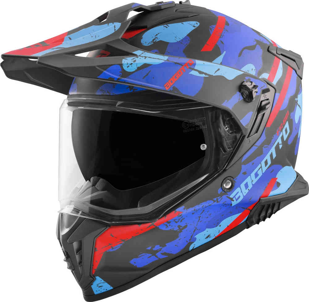 FG-601 Шлем эндуро из стекловолокна Bogotto, черный матовый/красный/синий