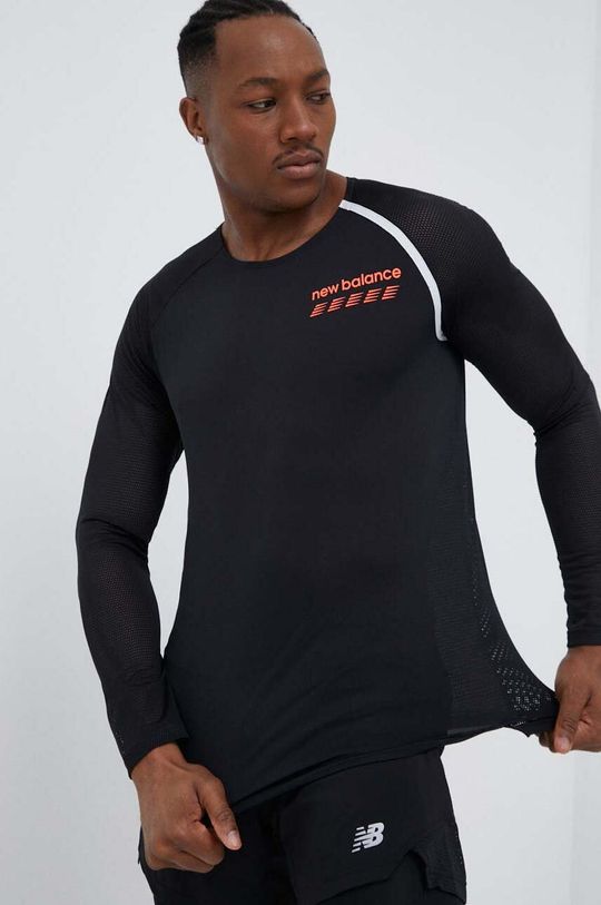 Беговая футболка Accelerate Pacer с длинным рукавом New Balance, черный