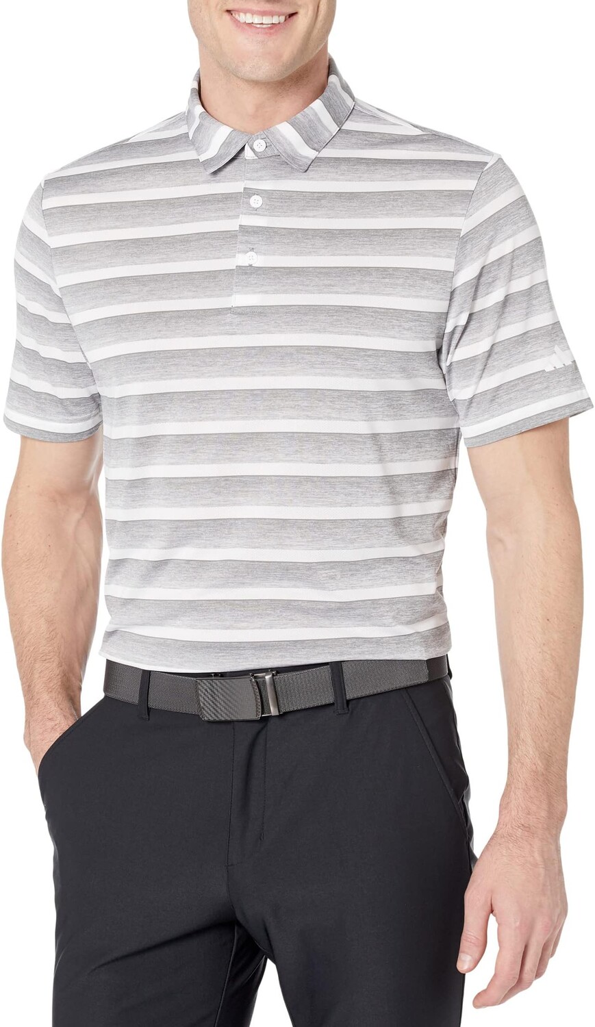 

Поло в двухцветную полоску adidas, цвет Grey Three