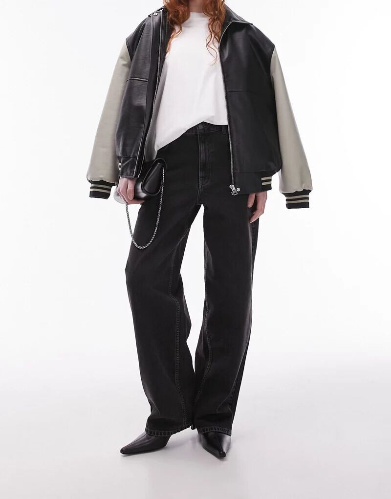 

Выстиранные грязно-черные джинсы-бойфренды с низкой посадкой Topshop Gilmore